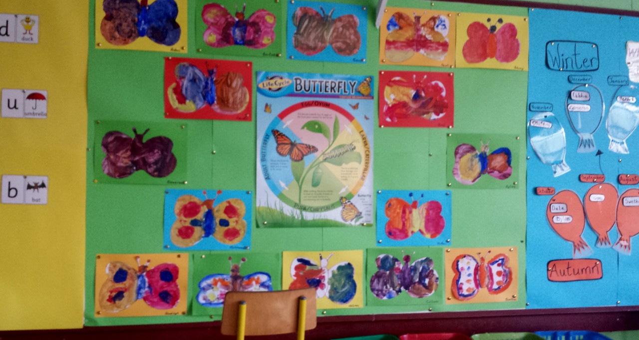 The students learned about the life cycle of a caterpillar and made unique butterflies.