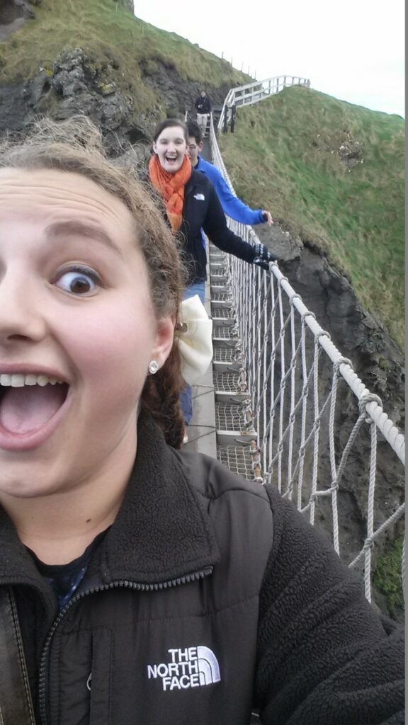 Crossing the Carrick-A-Rede Bridge in Northern Ireland