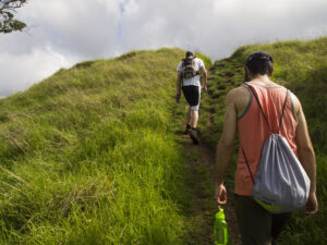 Reaching the rim of Mount Eden. Captured by Ali Sousa