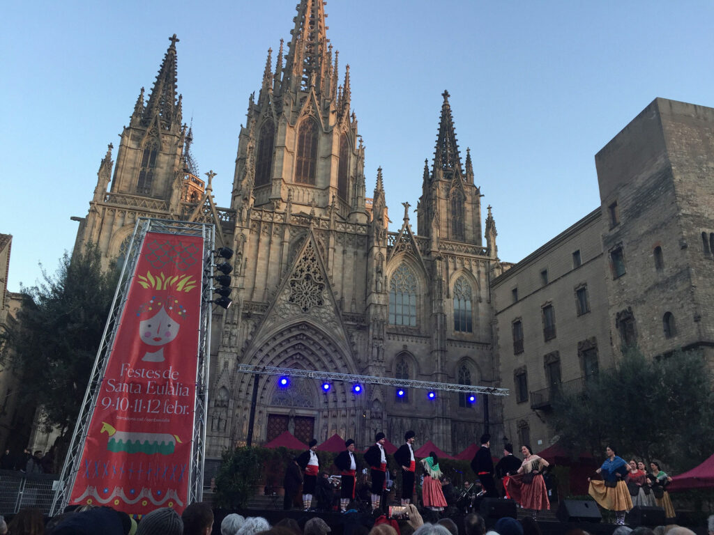 Traditional Dancing as part of the Festes de Santa Eulalia in Barcelona.