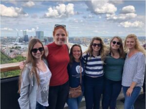 Caitlin and new friends on the Euromast.